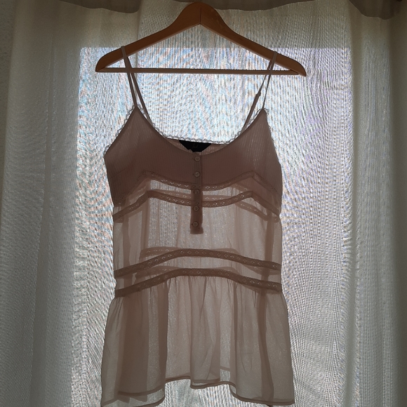 JACK by BB Dakota Cream Lace Accent Semi Sheer Camisole Tank Top Size L - Picture 7 of 9